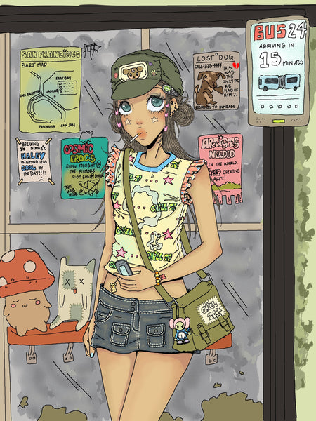 BUS STOP CUTIE 11X14 PRINT