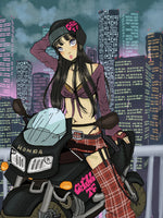 CITY BIKER GIRL 11X14 PRINT